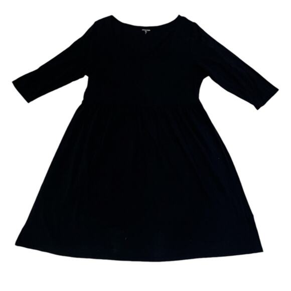 Garnet Hill Black Basic Soft Fit and Flare Skater 3/4 Sleeve Mini Dress Size S - Picture 1 of 6